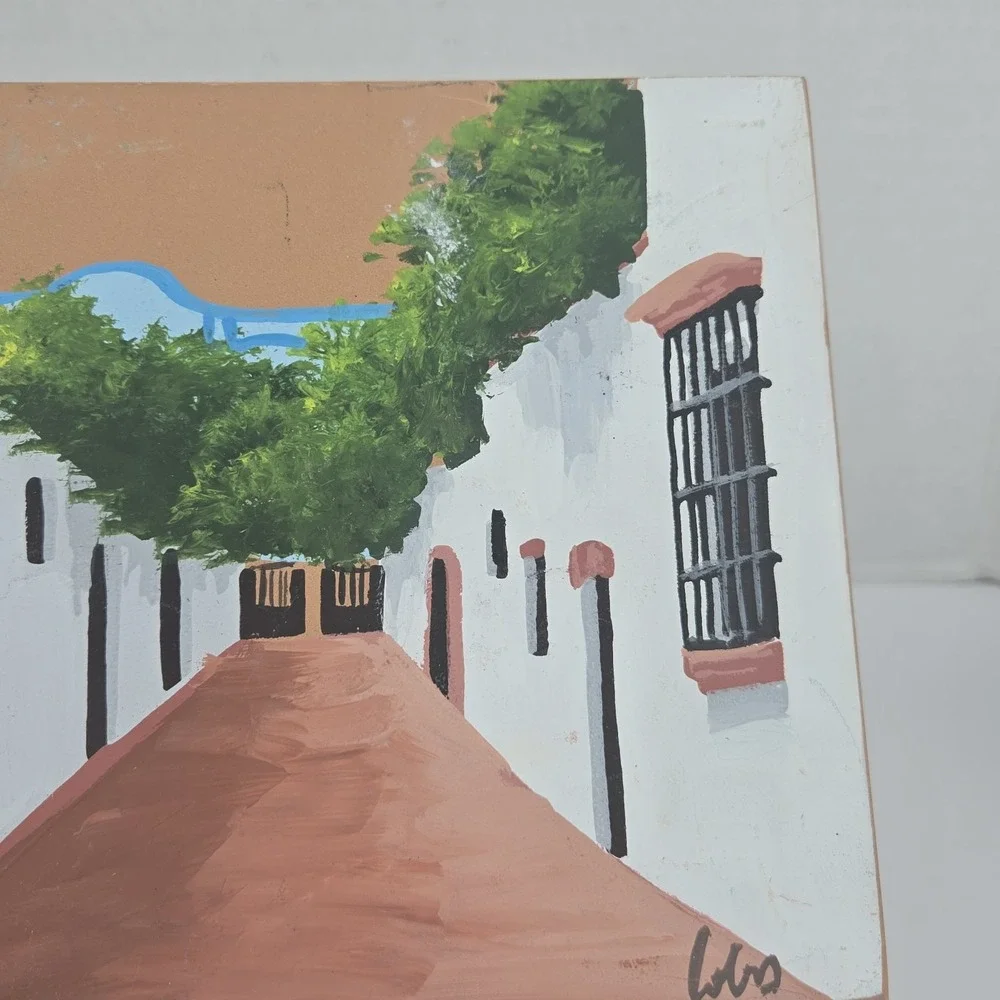 Dominican Republic Priests Alley Folk Art Clay Tile Signed By Artist 8x6